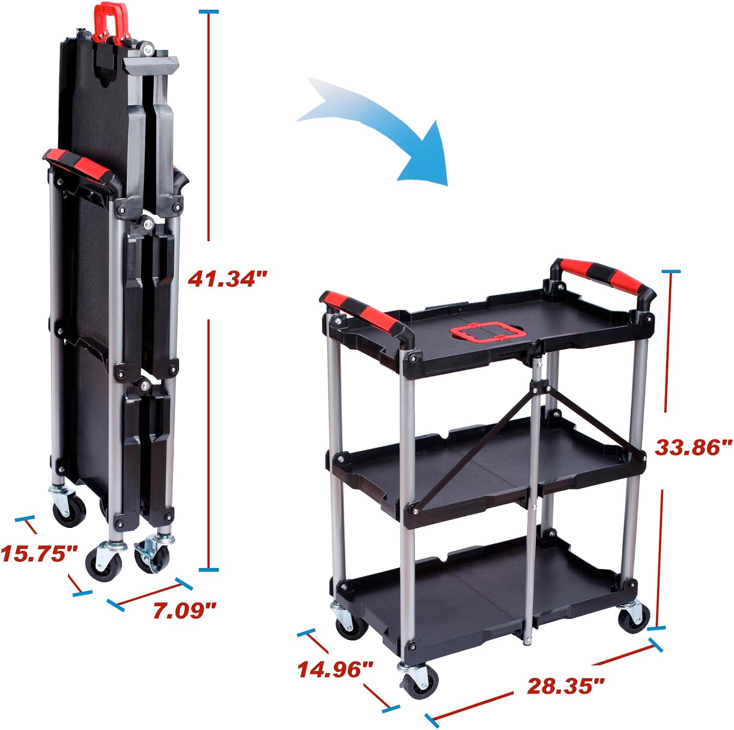 3-Shelf Foldable Rolling Utili - Tools For Home Workshop 评论和价格