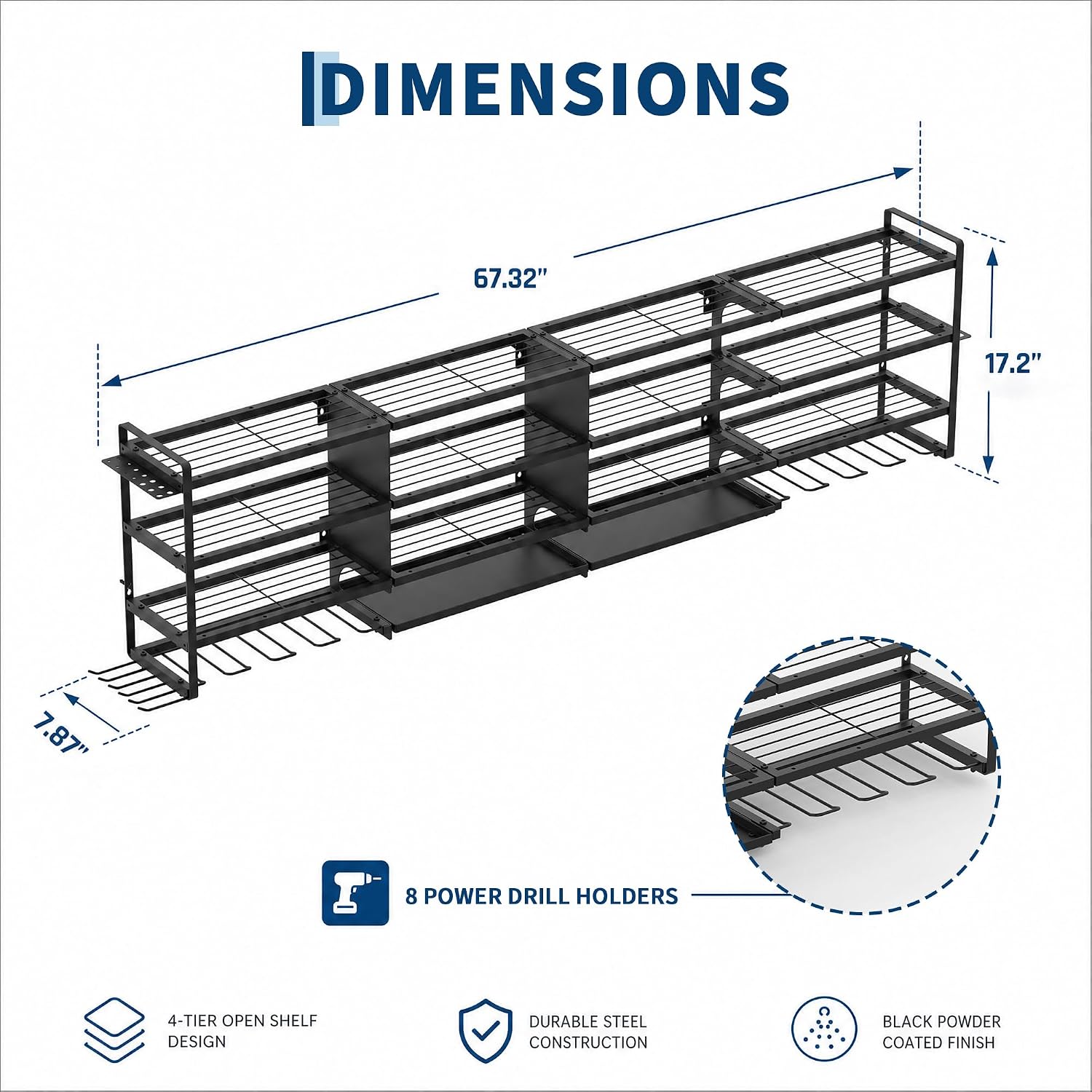 Large Power Tool Organizer Wal - Workshop Tools Shelf 评论和价格